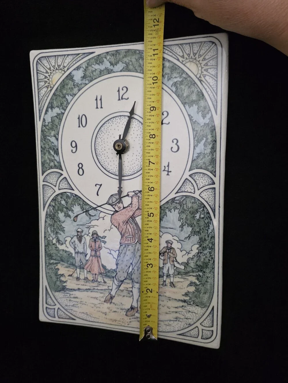Santa Barbara Ceramic Design Golf Wall Clock Vintage Golfer Ceramic USA